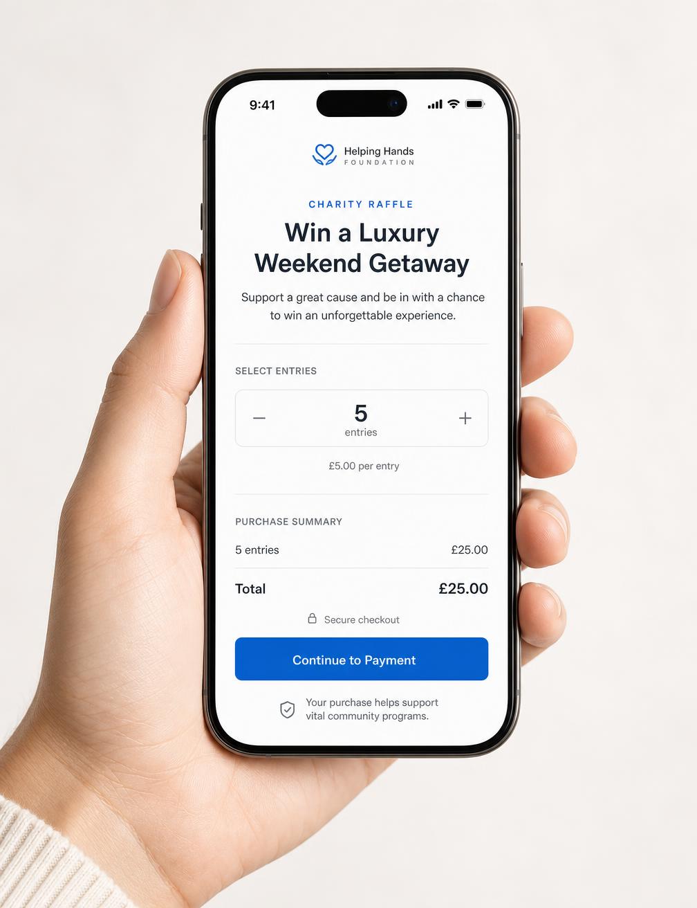 Concept design of a mobile raffle entry purchase flow